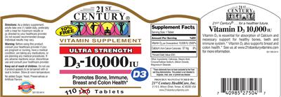 Photo of the 21st Century D3-10,000 IU label