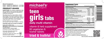 Photo of the Michael's Naturopathic Programs Teen Girls Tabs Daily Multi Vitamin label