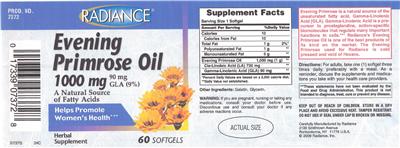 Photo of the Radiance Evening Primrose Oil 1000 mg label
