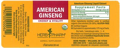 Photo of the Herb Pharm American Ginseng label
