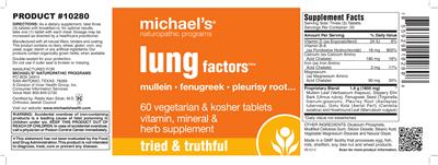 Photo of the Michael's Naturopathic Programs Lung Factors label