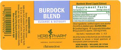 Photo of the Herb Pharm Burdock Blend label
