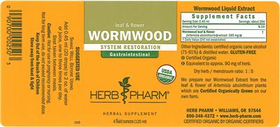 Photo of the Herb Pharm Wormwood label