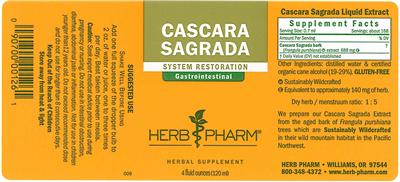 Photo of the Herb Pharm Cascara Sagrada label