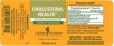 Photo of the Herb Pharm Cholesterol Health label
