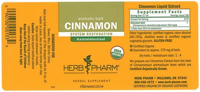 Photo of the Herb Pharm Cinnamon label