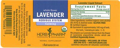 Photo of the Herb Pharm Lavender label