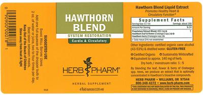 Photo of the Herb Pharm Hawthorn Blend label
