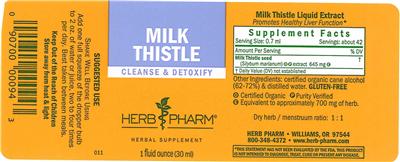 Photo of the Herb Pharm Milk Thistle label
