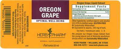 Photo of the Herb Pharm Oregon Grape label