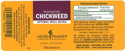 Photo of the Herb Pharm Chickweed label