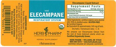 Photo of the Herb Pharm Elecampane label