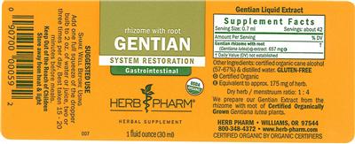 Photo of the Herb Pharm Gentian label