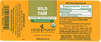 Photo of the Herb Pharm Wild Yam label