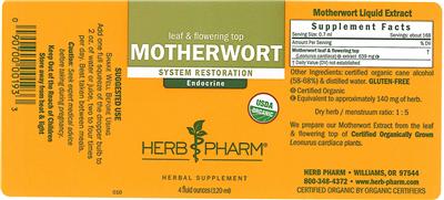 Photo of the Herb Pharm Motherwort label