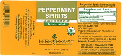 Photo of the Herb Pharm Peppermint Spirits label