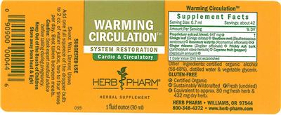 Photo of the Herb Pharm Warming Circulation label