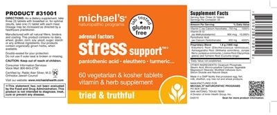 Photo of the Michael's Naturopathic Programs Stress Support label