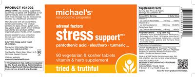 Photo of the Michael's Naturopathic Programs Stress Support label
