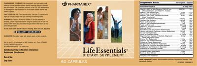 Photo of the Pharmanex Life Essentials label
