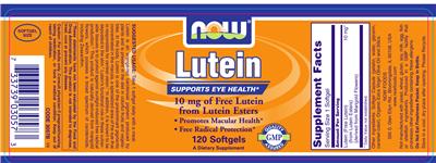 Photo of the NOW Lutein label