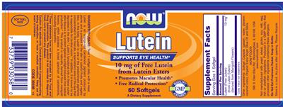 Photo of the NOW Lutein label