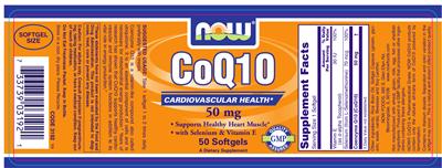 Photo of the NOW CoQ10 50 mg label