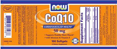 Photo of the NOW CoQ10 50 mg label