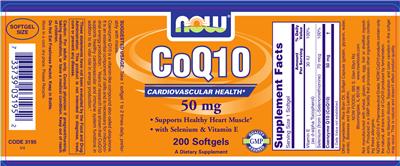 Photo of the NOW CoQ10 50 mg label
