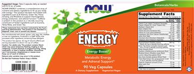 Photo of the NOW Energy label