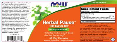 Photo of the NOW Herbal Pause With EstroG-100 label