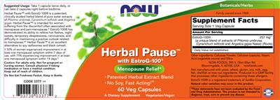 Photo of the NOW Herbal Pause With EstroG-100 label