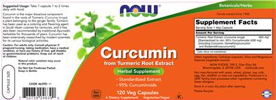 Photo of the NOW Curcumin From Turmeric Root Extract label