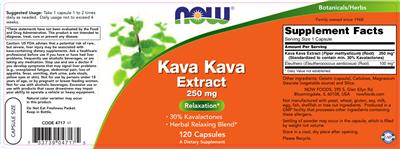 Photo of the NOW Kava Kava Extract 250 mg label