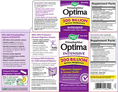 Photo of the Nature's Way Primadophilus Optima Intensive label