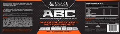 Photo of the Core Nutritionals ABC White Passion Peach label