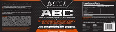 Photo of the Core Nutritionals ABC White Pineapple Strawberry label