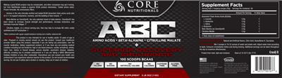 Photo of the Core Nutritionals ABC Wild White Cherry label