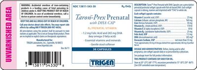 Photo of the Trigen Laboratories Taron-Prex Prenatal with DHA label