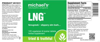 Photo of the Michael's Naturopathic Programs LNG label
