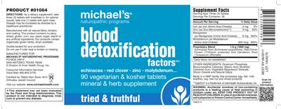 Photo of the Michael's Naturopathic Programs Blood Detoxification Factors label