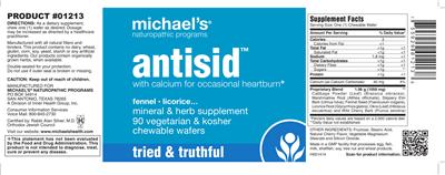 Photo of the Michael's Naturopathic Programs Antisid label