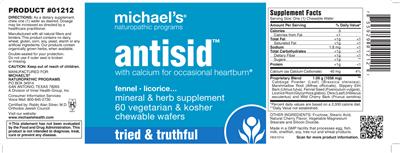 Photo of the Michael's Naturopathic Programs Antisid label