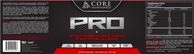 Photo of the Core Nutritionals Pro Cinnamon Roll label