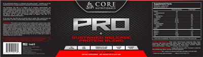 Photo of the Core Nutritionals Pro Vanilla Cream label