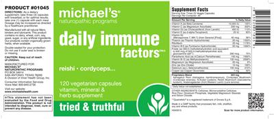 Photo of the Michael's Naturopathic Programs Daily Immune Factors label