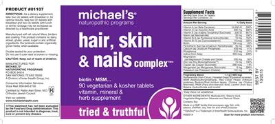 Photo of the Michael's Naturopathic Programs Hair, Skin & Nails Complex label