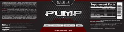Photo of the Core Nutritionals Pump Pineapple Strawberry label