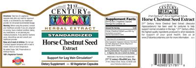 Photo of the 21st Century Horse Chestnut Seed Extract label