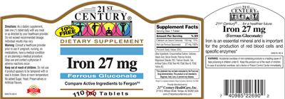 Photo of the 21st Century Iron 27 mg label